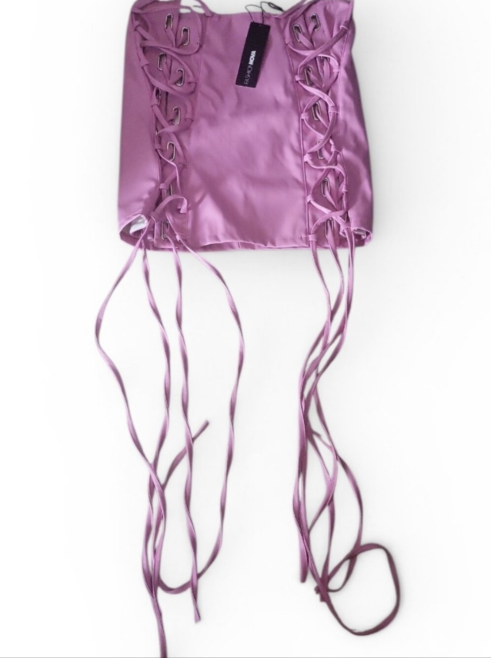 Fashion Nova Lace-Up Faux Leather Mini Skirt - Lavender Pink - Picture 3 of 7